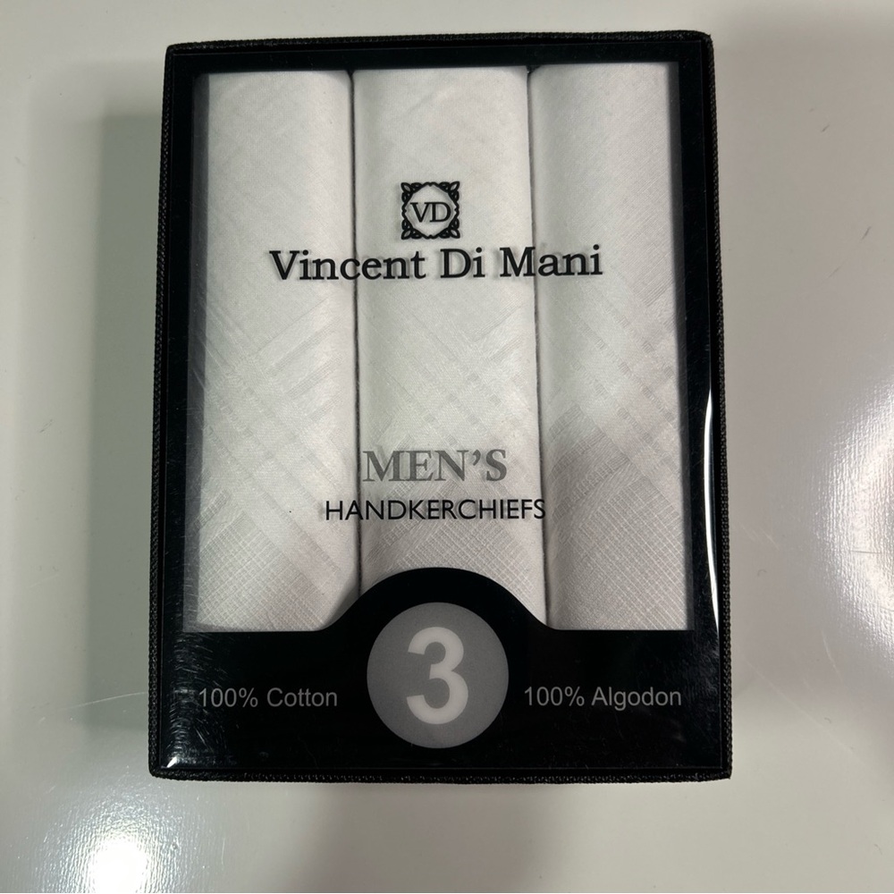 Vincent Di Mani Handkerchiefs Men’s New In Box 16 X 16 Inches Textured Cotton